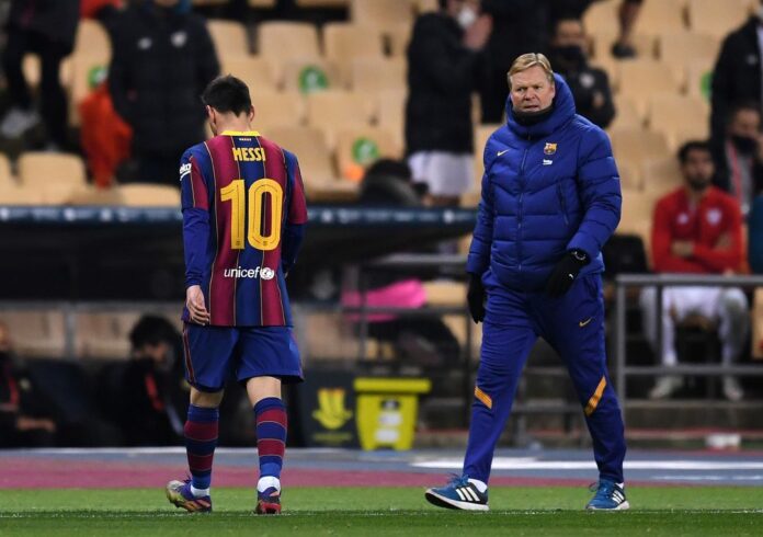 Lionel Messi has been sent off for the first time in his Barcelona career