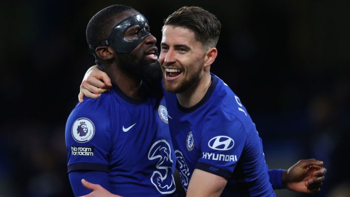 Antonio Rudiger and Jorginho scored the goals as Chelsea moved above Leicester into third