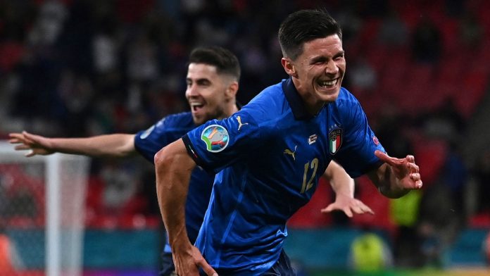Italy's Matteo Pessina celebrates after scoring his side's second goal