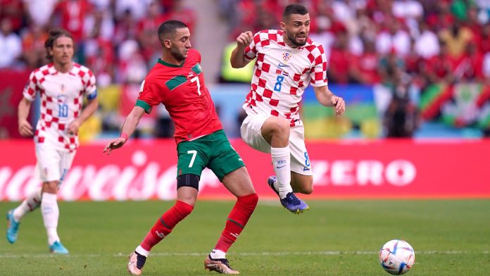 Morocco's Hakim Ziyech and Croatia's Mateo Kovacic