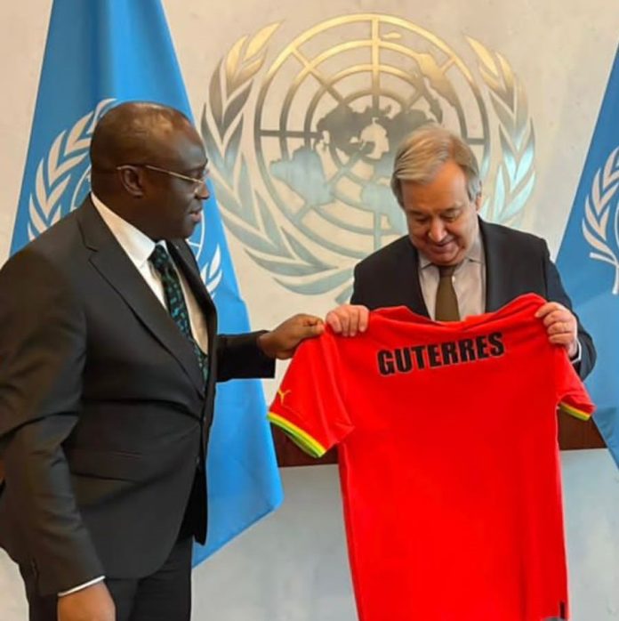 UN Secretary General Antonio Guterres receives Black Stars shirt